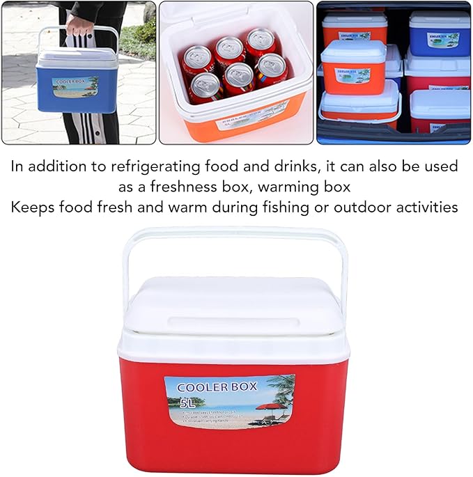 SIXRUN 5L Portable Cooler Box, Multifunctional Keeps Food Freshness and Drink Cool Insulated for Travel Camping Fishing and Outdoor Activities