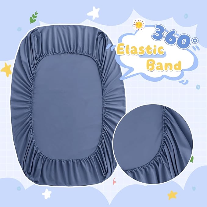Kids Air Mattress Fitted Sheet Only Compatible with Intex Cozy Kidz, Dusty Blue Toddler Inflatable Mattress Sheets for Travel Camping Airbed & Sleepover Party