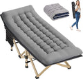 Folding Camping Cot for Sleeping, Portable Cots for Adults, Heavy Duty Cot Bed 550LBS(Max Load), Extra Wider Cots with Large Pocket for Outdoor, Office, Beach
