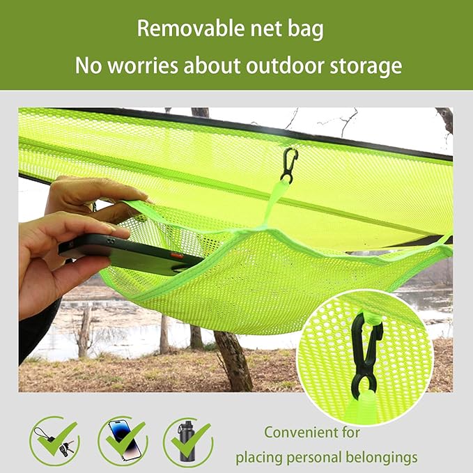 Triangle Hammock 10FT, Heavy Duty 300LBS-1000LBS Capacity for 1-3 Person, Portable Camping Hammock with Storage Bags, Multi-Person Hammock for Outdoor, Backpacking, Travel (Green-2.8m-150kg)