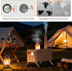 Upgraded Wood Burning Sauna Hot Tent Stove, 2 in 1 Tent Wood Burning Stove with Chimney Pipe for Outdoor Camping Heating, Camping, Hunting, Heating, Cooking, Ice Fishing, Boiling Water
