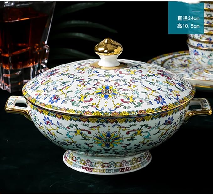 Enameled Bone China Tableware Set Bowl Plate Spoon Chopsticks and Household Set