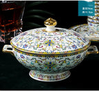 Enameled Bone China Tableware Set Bowl Plate Spoon Chopsticks and Household Set