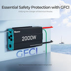 Renogy Inverter P2 2000W Pure Sine Wave Inverter 12V DC to 110V AC Converter, Off-Grid Solar Power Inverters for Vehicles, Truck, RV, Home, with Built-in 5V/2.1A USB / Hardwire Port, Remote Controller