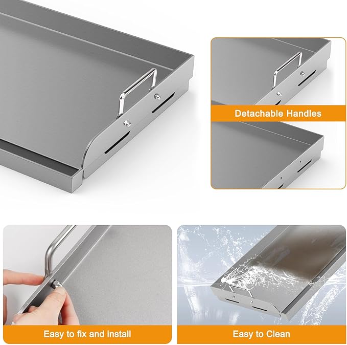 Griddle for Gas Grill, 25"x 16” Universal Fry Pan Metal Flat Top Griddle Plate for Gas Stove/Charcoal/Electric/Gas Grill, Large Stove Top Griddle Insert for Camping, Tailgating and Parties