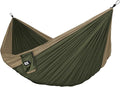 Fox Outfitters Neolite Double Camping Hammock - Lightweight Portable Nylon Parachute Hammock for Backpacking, Travel, Beach, Yard. Hammock Straps & Steel Carabiners Included (Khaki/Olive Green)