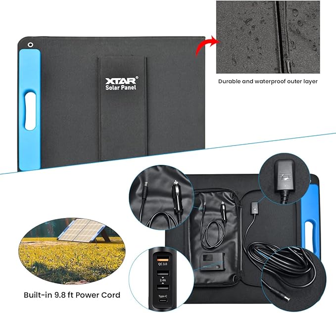 XTAR SP100 100w Solar Panel, Portable Solar Panel Solar Power, Foldable Solar Panel with Independent Charger, Solar Power Panel for Power Station Solar Generator RV Solar Camping 1Pack-1