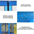 COBIZI 12x12 FT Pop Up Canopy Stargazing Tent, Gazebos On Clearance with Removable Roof,Instant Screened in Gazebo, Screen Tents Portable carpas para Patio for Outdoor Camping,Backyard, Garden, Blue