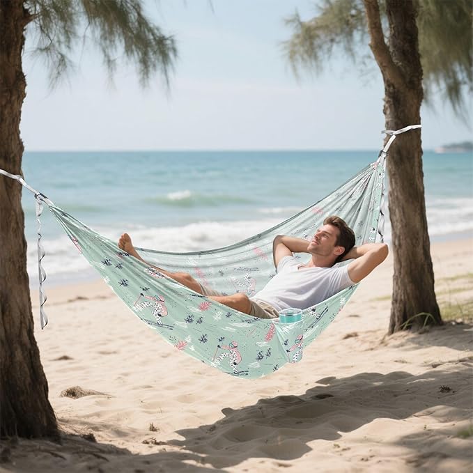 Skiing Sage Green Camping Hammocks with Tree Straps Fabric Hammock for Outside Camping Essentials