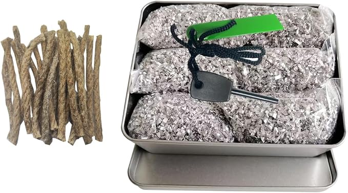 Magnesium Fire Starter Kit with Ferro Rod – Emergency Survival Gear with 12 Bags 99% Pure Magnesium + Waist Bag Waterproof Tin for Camping, Hiking, Bushcraft