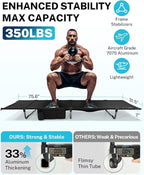 Gonex 31.5" Extra Wide Camping Cot with Premium Pillow Pocket Supports 350lbs, Portable Ultralight Folding Cot Bed for Adults Travel, Beach, Home, Sleeping (Black)