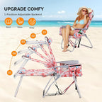 VINGLI Tall Beach Chair 2 Pack Lightweight, Backpack Beach Chair for Adults with 5-Position, Cooler Bag, Cup Holders, Towel Bar, Lightweight Folding Beach Camping Chairs