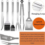 MUJUZE Grill Set,Grilling Gifts for Men,Grilling Accessories,BBQ Set,BBQ Accessories with Apron for Dad,Grill Tool Set for Outdoor,Grill Kit for Camping,Backyard