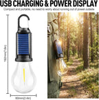 MODOAO 8-Pack Solar LED Camping Lantern, Rechargeable Outdoor Tent Light with Solar/USB Charging, 3 Mode Warm White, Waterproof & Clip Hook, for Camping, Hiking, Emergency, Christmas Decor