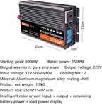High Efficiency 3000W 4000W 5000W 6000W Pure Sine Wave Power Inverter DC 12V/24V to AC 220V 230V 240V Converter Solar Power Inverter with AC Outlets & LCD Display for Home Camping,3000W-12V