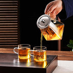 PARACITY Glass Teapot Stovetop 18.6 OZ with, Borosilicate Clear Tea Kettle with Removable 18/8 Stainless Steel Infuser, Teapot Blooming and Loose Leaf Tea Maker Tea Brewer for Camping, Travel