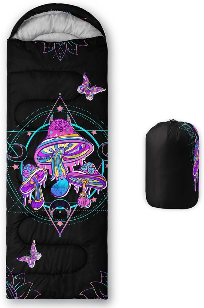 HOSIMA Butterfly Sleeping Bags for Adults and Kids for Camping,Black Gothic Ultralight Sleeping Bag for Cold Weather Summer.
