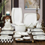 Milky White Porcelain Tableware Set Home Simplicity Combination Tableware Set of Bowls Dessert Plates Soup Plates Dinner Plates 70 Piece Set