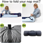 Personalized Toddler Nap Mats for Preschool, Custom Name Kids Sleeping Bag for Daycare, Roll Up Sleeping Mat with Removable Pillow and Soft Dot Minky Blanke for Boys Camping Travel