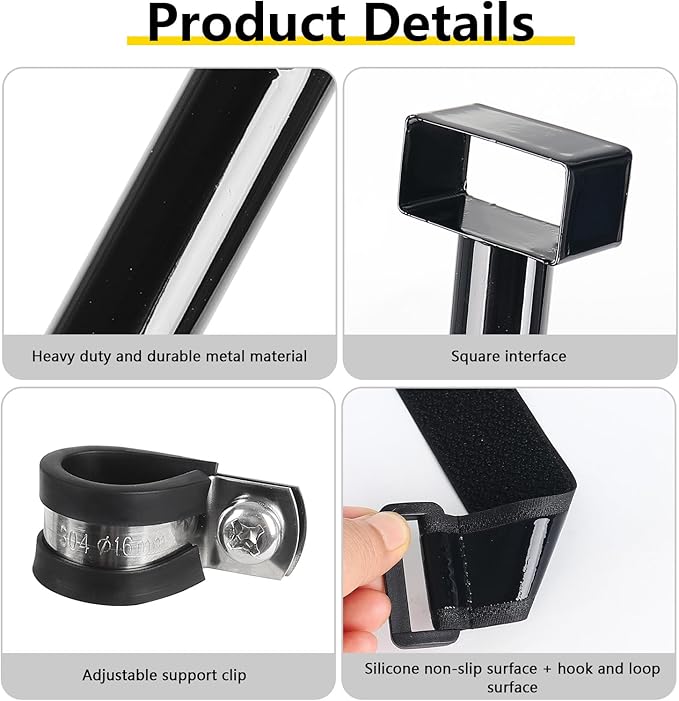 Heavy-Duty Grow Tent Mounting Bars, Durable Side Support Pole with Non-Slip Hook and Loop Straps for Indoor Grow Tents to Prevent Wall Suction (2 * 4’)