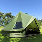 Bell Yurt Tent with Stove Jack, Waterproof Luxury 4 Season Tent 420D Oxford Cloth Green Glamping Tents for Family Outdoor Camping, Hunting, Party, All Year Living