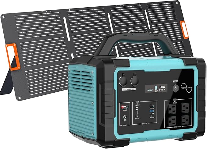 Solar Generator 1000W IB-1000 Portable Power Station with 200W Solar Panel Included, 1024Wh LiFePO4 Battery with 120V AC Outlet for RV Camping Outdoor Home Emergency Backup, Fast Charging