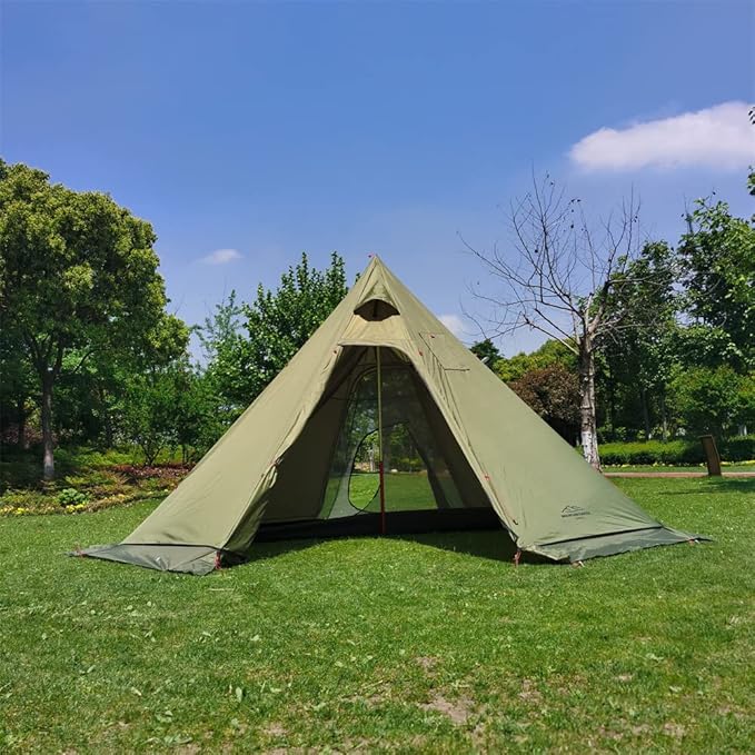 10.5' x 5.2' Camping Tent with Stove Jack Outdoor Teepee Tent for Family Camping Backpacking Hiking,Teepee Tent