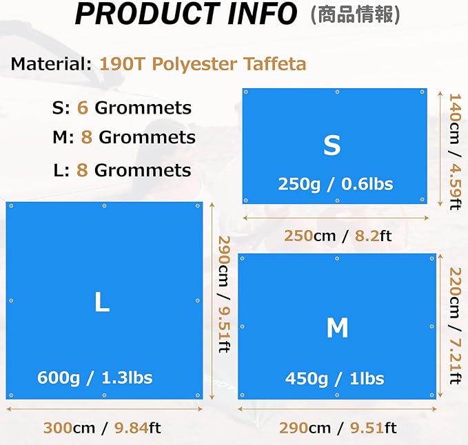 Azarxis Waterproof Camping Tent Tarp Hammock Rain Fly Footprint Ground Cloth Shelter Sunshade Beach Picnic Blanket Mat for Outdoor Camping Park Lawn