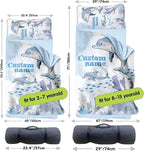 Personalized Toddler Nap Mats for Preschool, Custom Name Kids Sleeping Bag for Daycare, Roll Up Sleeping Mat with Removable Pillow and Soft Dot Minky Blanke for Boys Camping Travel