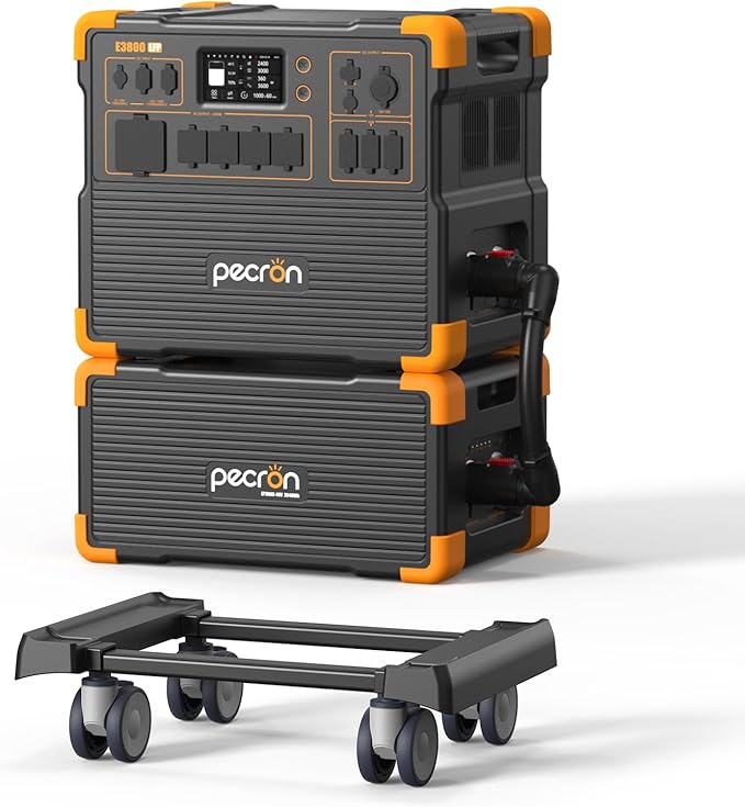 PECRON 7680Wh Portable Power Station, E3800 LFP with 3840Wh Extra Battery, 4200W Solar Generator, LiFePO4 Battery Backup Power Station, Fast Charging for Home Emergency, Camping, RV & Off-Grid Living