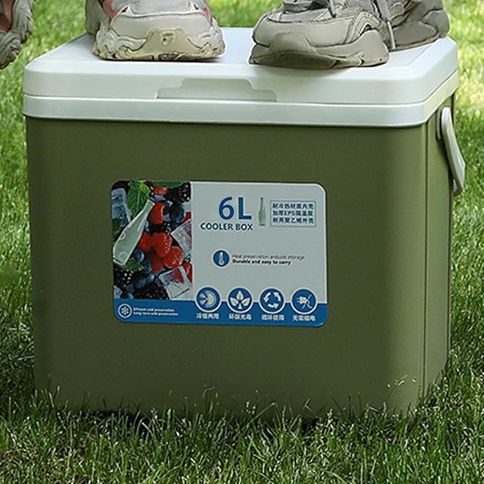 Cooler Box Ice Box 6L Personal with Handle for Freeze/Hot Food Ice Chest Small Insulated Box for Beach Camping Stall Outdoor