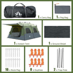 Night Cat 8-Persons Camping Tent: Large Waterproof Instant Cabin Hot Tent with Canopy and Stove Jack for Family Glamping