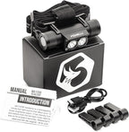 Foxelli Ultra Bright Rechargeable Headlamp – 18650 Battery, IPX7 Waterproof, 1200 Lumen LED Light for Work & Outdoors, with Battery & Hooks - Perfect for Hard Hat or Helmet