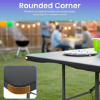 FDW 6FT Folding Table, Portable Fold-in-Half Plastic Picnic Party Table with Carrying Handle （Black, 6FT）