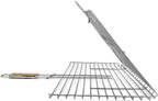 Hakan Grill Basket 11.8 x 15.8-inch for Outdoor Grill, Barbecue Basket for Fish, Steak, Chicken, Vegetables, Shish Kabob and Shrimp, Large Lockable Basket with Wooden Handle, Stainless Steel, BBQ