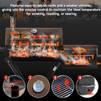 Portable Charcoal Grill with Smoking Function, Foldable Suitcase Design with Wheels, Multi-Tier Storage Rack & Waterproof Cover for Outdoor BBQ Parties (Khaki)