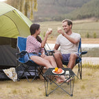 Folding Camping Table, Portable Pinic Table with 2 Cup Holders & Carry Bags, Rollup Camping Table Lightweight Beach Table for BBQ, Camping, Picnic and Indoor Use