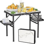 Titanker Folding Camping Table Small 2ft, Small Camp Table Portable with 50% Extra Space, Folding Picnic Table, Portable Beach Tables, Car Camping Essentials, Aluminum Light Solid