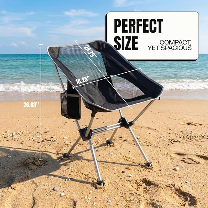 Sunset Cliffs Portable Beach Chair Set - Compact Folding Low Profile Camping Chairs - Lightweight 7075 Aluminum Frame & 600D Oxford Cloth - Armless Design for Sand, Festivals, and Outdoor Travel