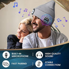 VIBELITE Bluetooth Beanie Hat with Light, Gifts for Men, USB Rechargeable LED Headlamp with Wireless Headphones, Birthday Gifts for Men, Dad, Him, Teen Boys, Husband, Women, Boyfriend, Grey