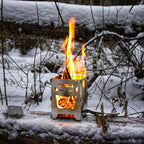 OneTigris Camping Backpacking Stove Portable Foldable Burning Wood Stove for Outdoor Hiking Picnic BBQ,Stainless Steel (Medium)
