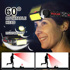 LED Headlamp High Lumens with Motion Sensor Super Bright, 3 Lighting Modes, Digital Display, Rechargeable, Waterproof Head Lamp, 90° Adjustable for Camping, Hiking, Fishing, Running Outdoor (1) (2)