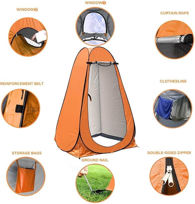 Camping Tent,Shower Tent, 1-2 People 3 Windows Portable Changing Room Privacy Tent Shower Tent Camp Toilet Rain Shelter for Outdoor Camping Hiking Beach