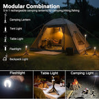 Camping Light Telescopic, Collapsible Magnetic Camping Lantern with 12000mAh Battery, Telescoping IPX6/IPX7 Waterproof Flashlights, Camping Lamp for Emergency, Camping, Hiking (Gray)