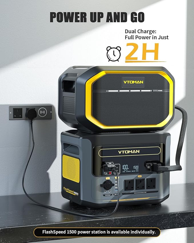 VTOMAN FlashSpeed 1500 Extra Battery, 1548Wh Capacity LiFePO4 Battery with BMS Protection for Camping, Home Backup, Suitable for VTOMAN FlashSpeed 600/1000/1500 Portable Power Station Expand Capacity