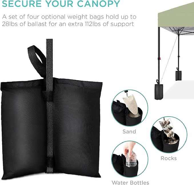 Best Choice Products 10x10ft Pop Up Canopy Tent, Outdoor Shade, 1 Person 1 Minute Set Up, Carry Case, 4 Weight Bags - Sage Green