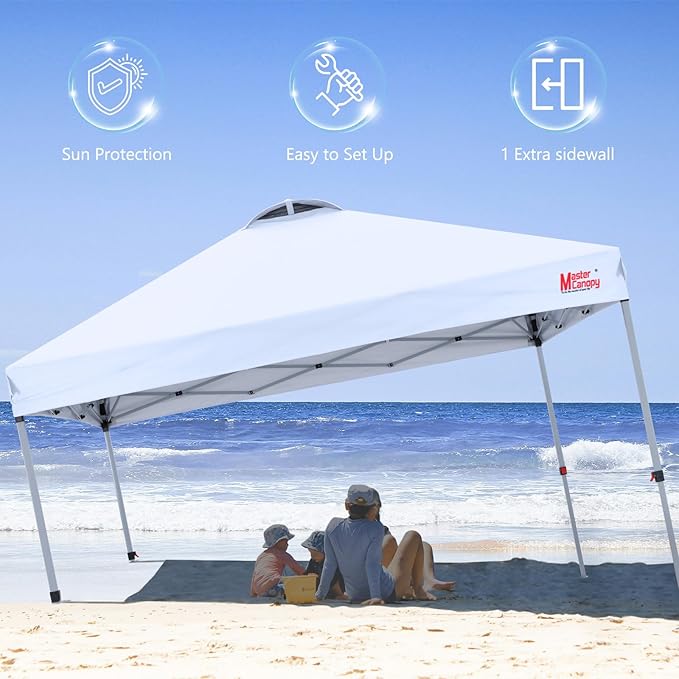 MASTERCANOPY Durable Pop-up Canopy Tent with 1 Sidewall (6.6'x6.6',White)