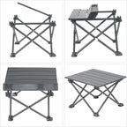 Wind Tour Roll-Up Camping Table, 4-Person Lightweight Portable Outdoor Table with Carry Bag for Picnics BBQ Travel (15.7”x13.7”x11” Black)