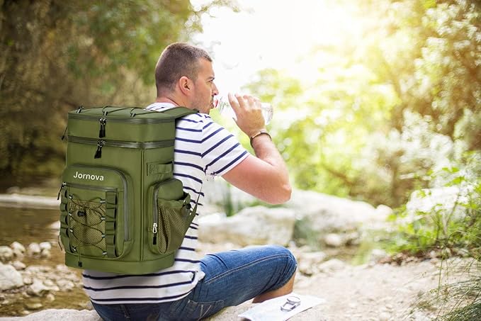 Insulated Cooler Backpack, 40L Leakproof Backpack with Double Compartments for Men & Women, Large Lunch Cooler for Camping, Beach, Travel, Picnic, Up to 48 Cans