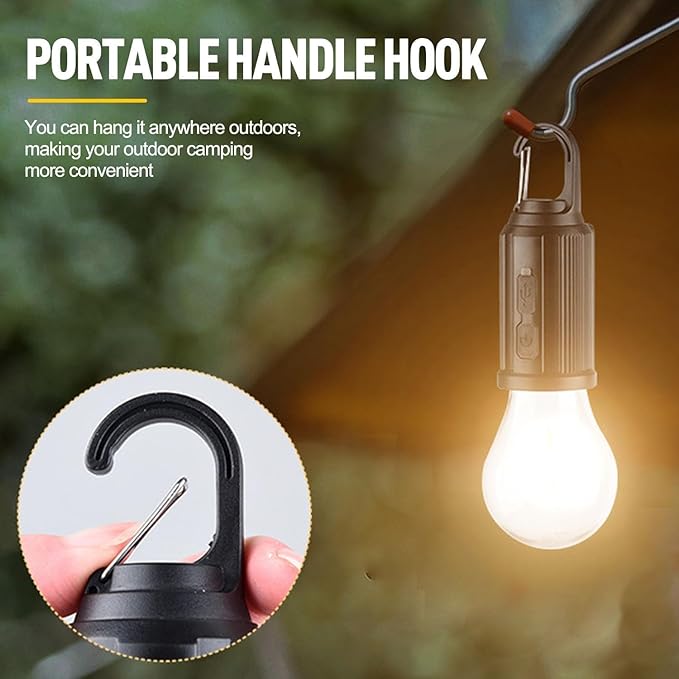 MODOAO Led Tent Lights 5 Pack Camping Lantern USB Rechargeable Solar Tent Lights,Outdoor Hanging Light Bulbs with Clip Hook 3 Mode Lighting Warm White